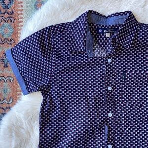 Ben Sherman boys short sleeve button down shirt blue red family photos size 7